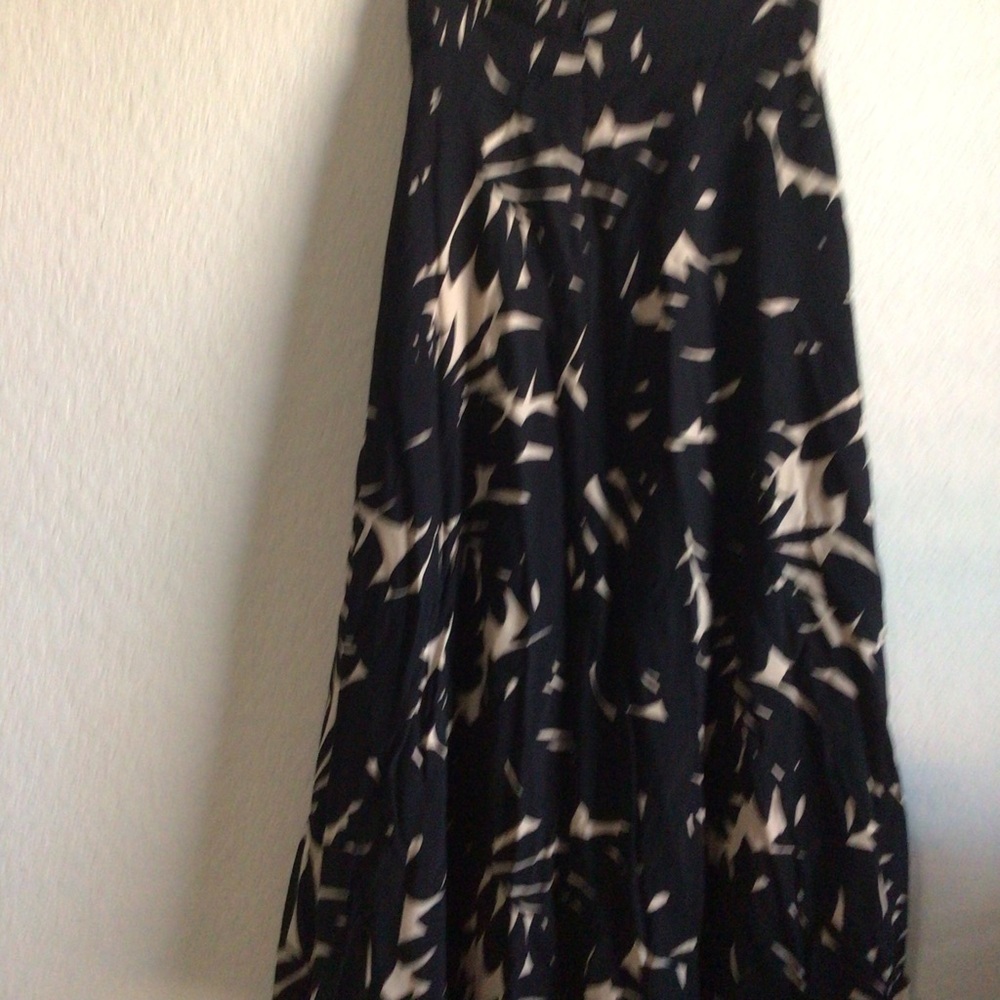 Ann Taylor Tie Waist Black Cream Palm Tree Tropical Classic A-line Midi Skirt 6T - Picture 3 of 12